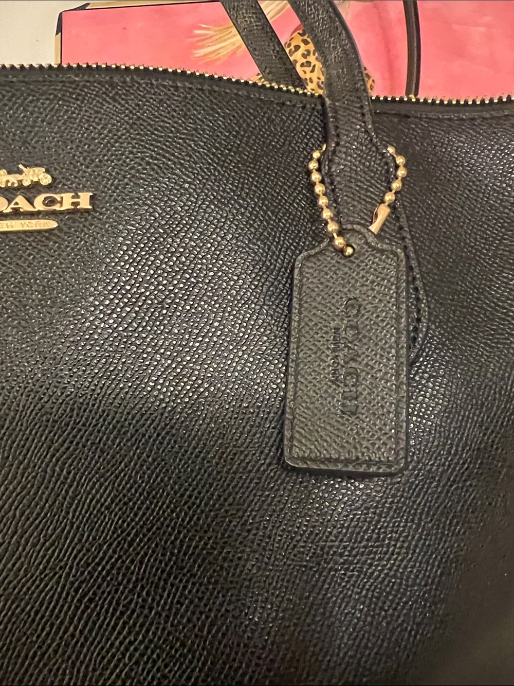 Coach Black Leather Zip-Top Tote with Gold Hardware style 4454 - Picture 2 of 11